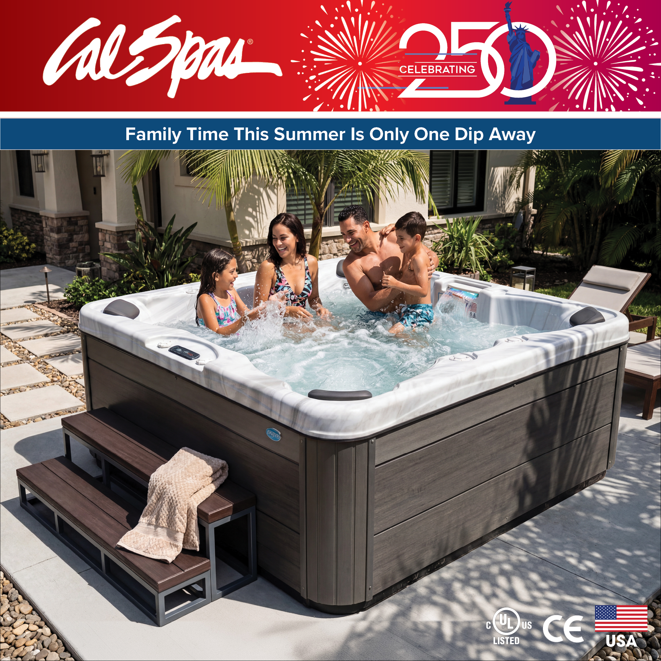 Calspas hot tub being used in a family setting - Crossville